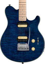 Single cut electric guitar Sterling by musicman Axis Flame Maple AX3FM (MN) - Neptune blue