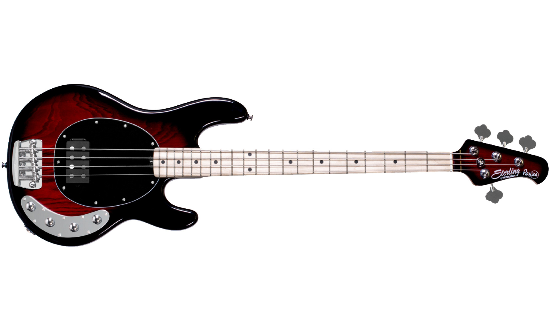 Sterling By Musicman Stingray Ray34 Active Mn - Ruby Red Burst - Solid body electric bass - Variation 1