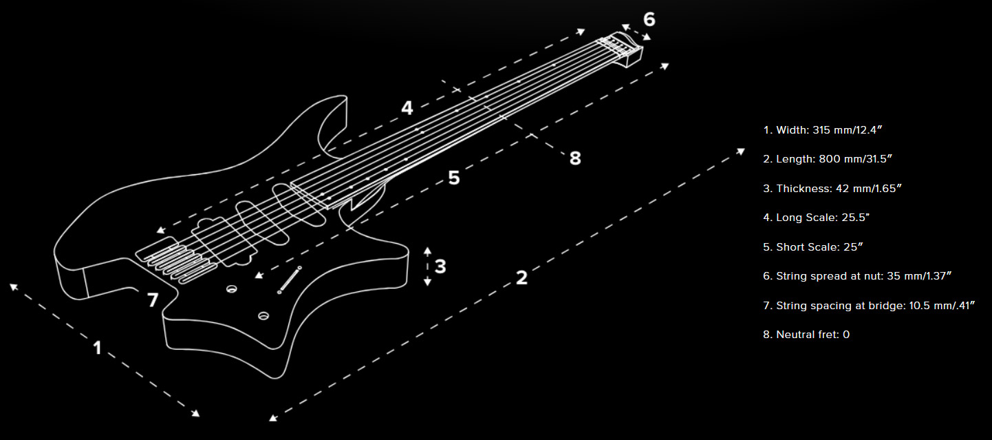 Strandberg Boden Prog Nx 6c Multiscale 2h Ht Ric - Charcoal Black - Multi-Scale Guitar - Variation 6