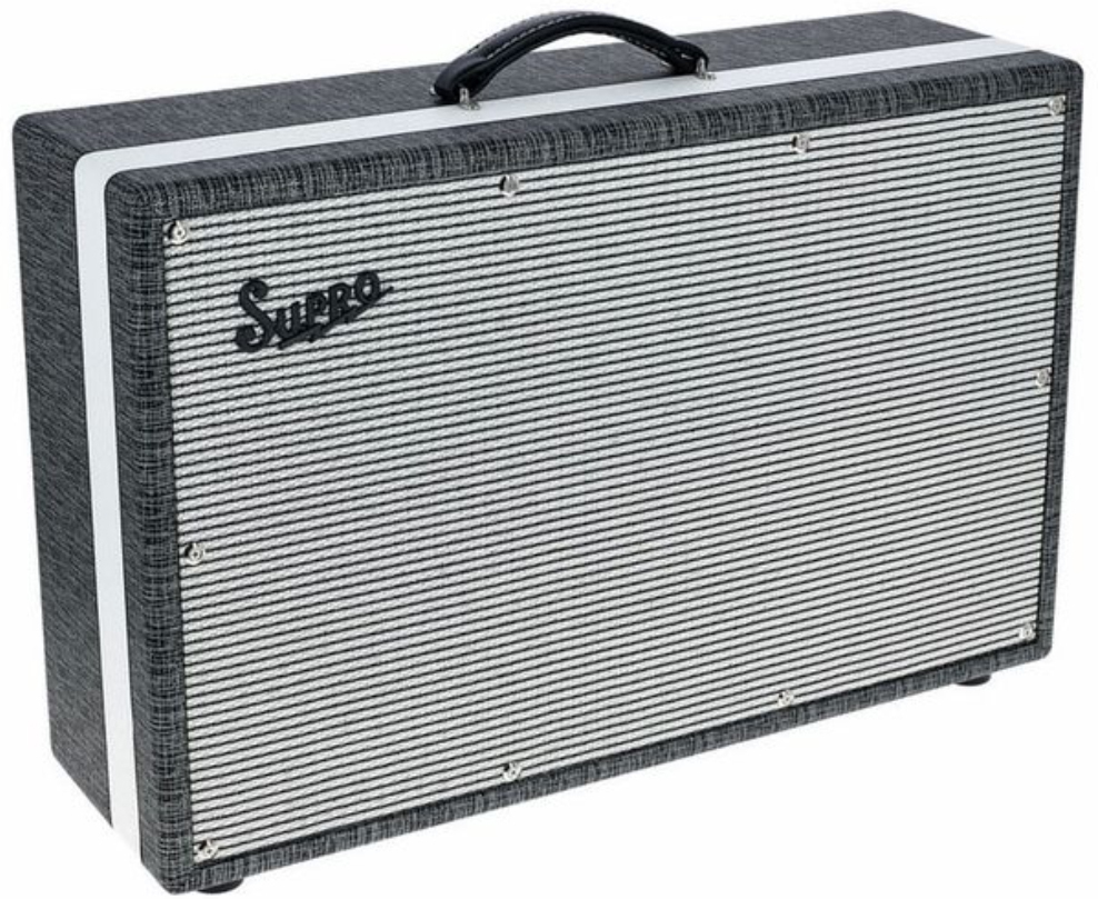 Supro Black Magick Cab 2x12 150w 4/16-ohms Black Rhino Hide - Electric guitar amp cabinet - Main picture