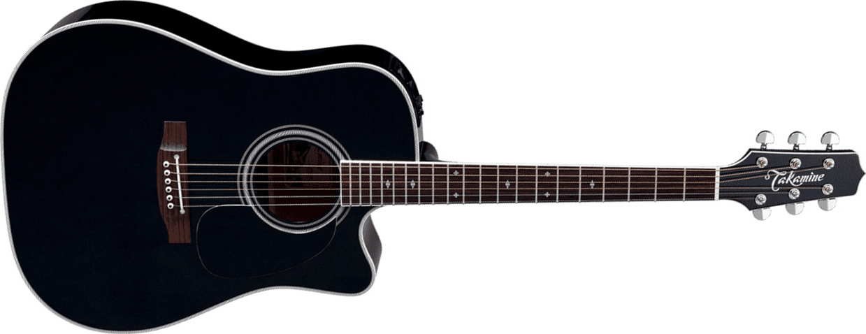 Takamine Ef341sc Legacy Dreadnought Cw Epicea Erable Ct4bii - Black - Electro acoustic guitar - Main picture