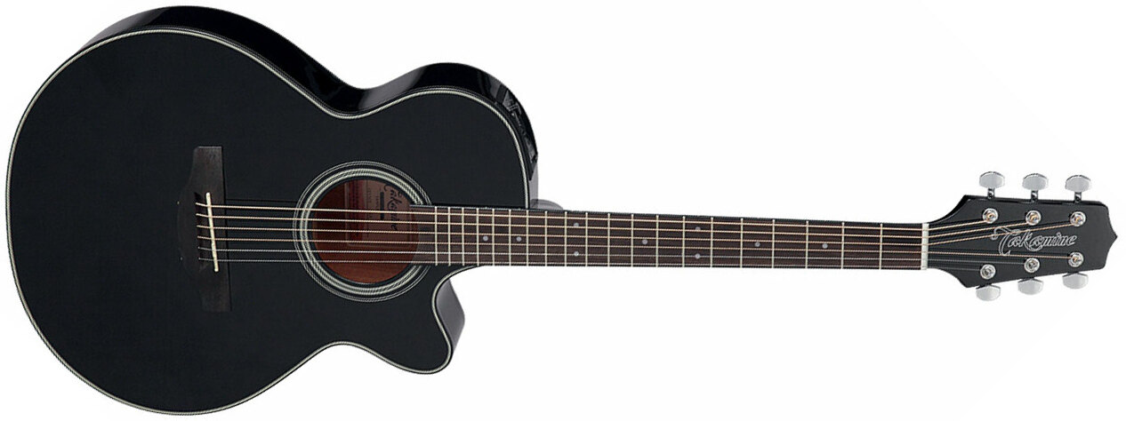 Takamine Gf15ce Blk Fxc Concert Cw Epicea Acajou Rw Tp-4t - Black Gloss - Electro acoustic guitar - Main picture