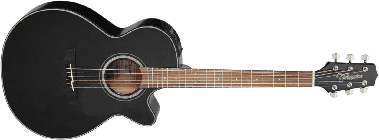 Takamine Gf30ce-blk Grand Concert Cw Epicea Palissandre - Black Gloss - Electro acoustic guitar - Main picture