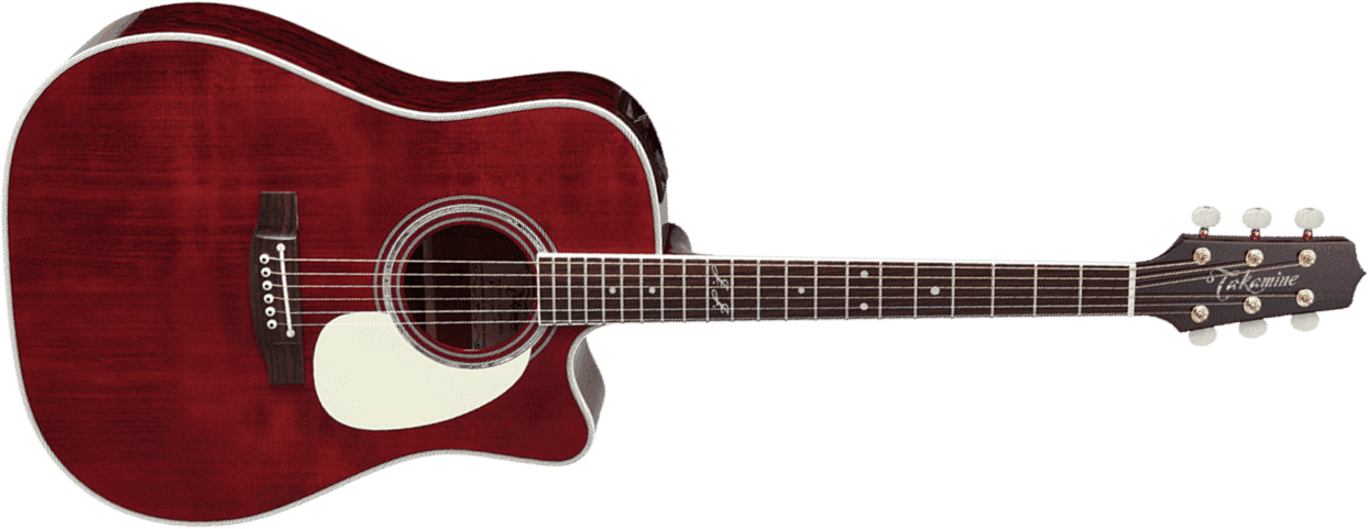 Takamine John Jorgenson Jj325src Jap Dreadnought Cw Epicea Bubinga - Red Satin Gloss - Electro acoustic guitar - Main picture