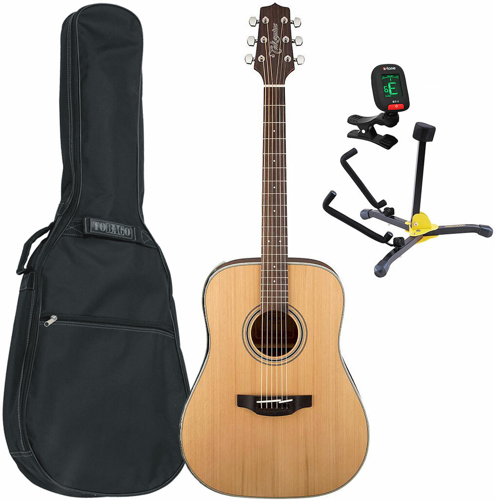 Takamine Pack Gd20-ns Dreadnought +housse Tobago Gb10f +accordeur +stand - Natural - Acoustic guitar set - Main picture