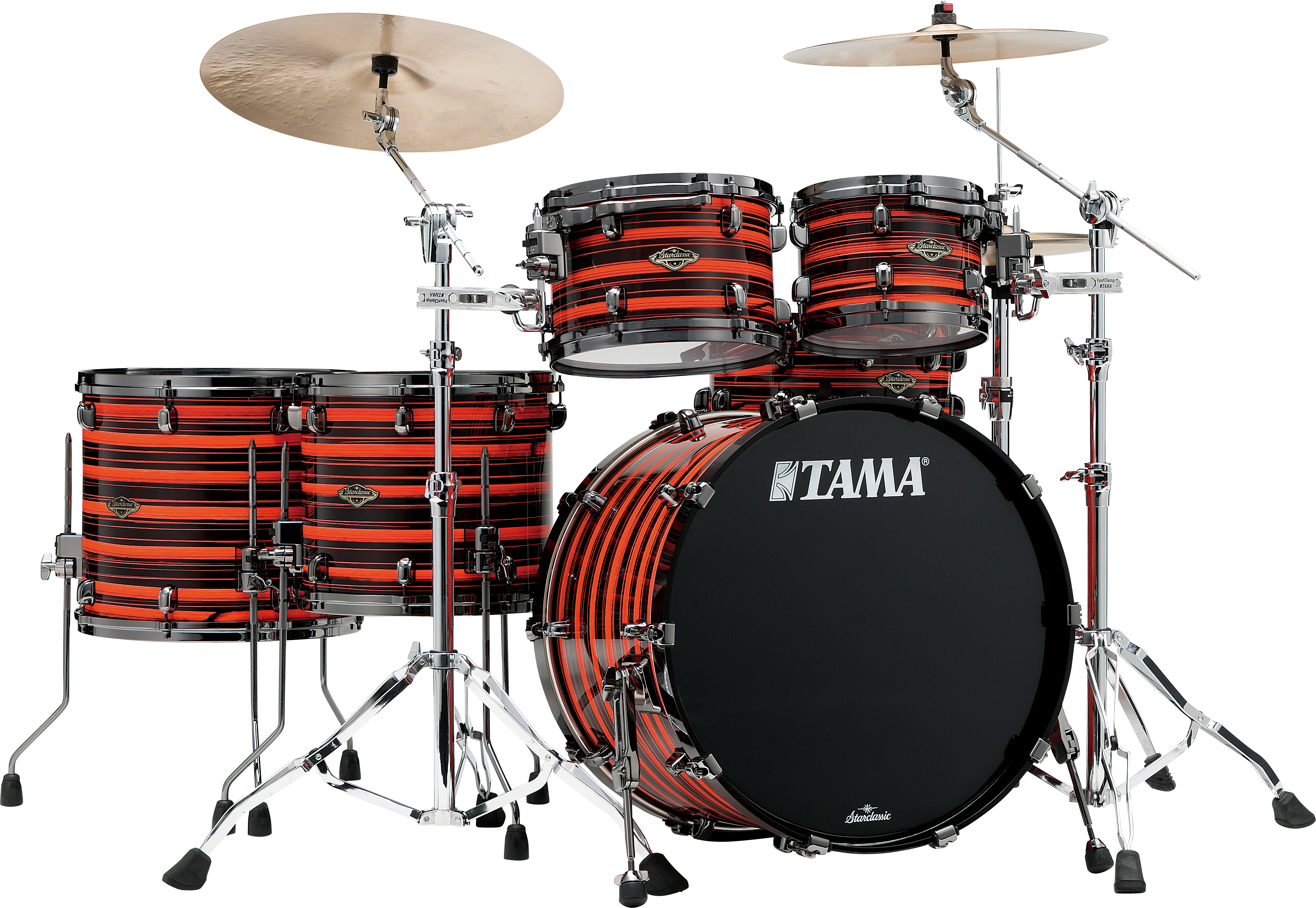 Tama Starclassic Kit 5 Futs Walnut Birch - Neon Orange Oyster - Fusion drum kit - Main picture