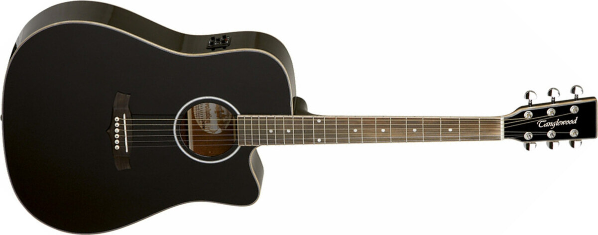 Tanglewood Tw28slbk Ce Evolution V Dreadnought Cw Cedre Acajou - Black - Electro acoustic guitar - Main picture