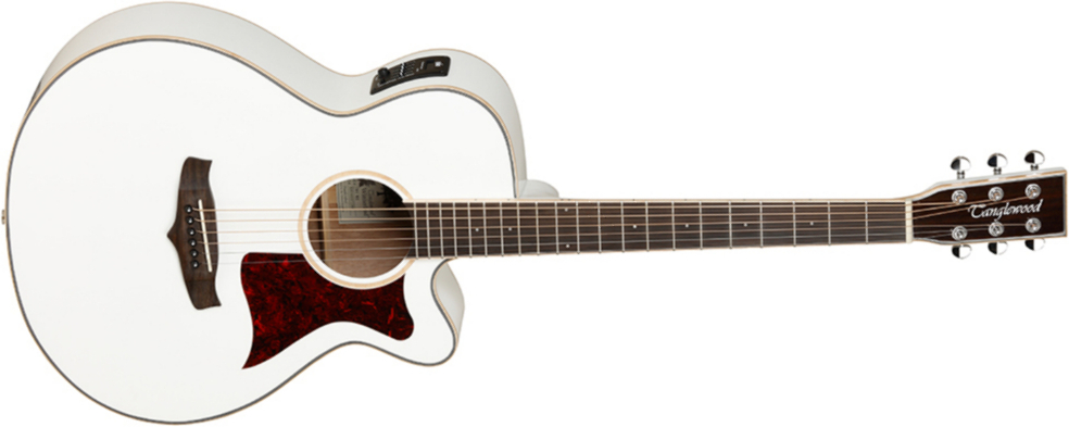 Tanglewood Tw4wh Winterleaf Super Folk Cutaway - White Gloss - Acoustic guitar & electro - Main picture