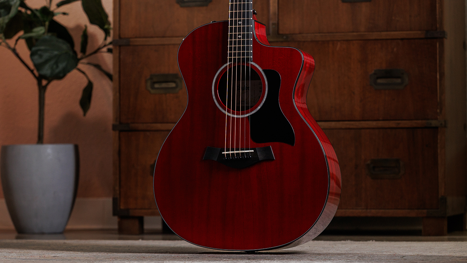 Taylor 224ce Plus Special Edition Grand Auditorium Cw Acajou Sapele Eb Es2 - Trans Red - Folk guitar - Variation 2