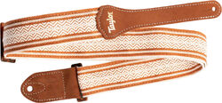 Guitar strap Taylor Academy Jacquard Leather Guitar Strap 4003-20 - White/Brown