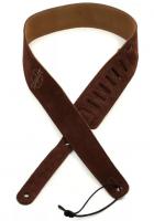 Embroidered Suede Guitar Strap 2.5 inch - Chocolate