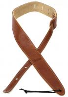 Leather Guitar Strap, Suede Back, 2.5 inch - Medium Brown