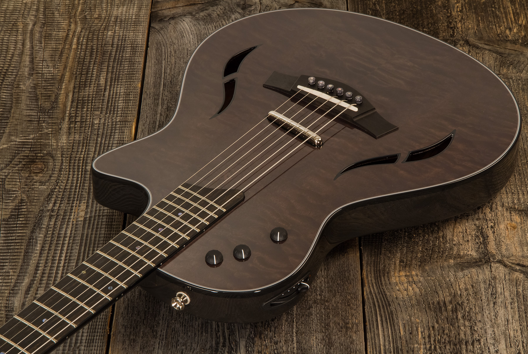 Taylor T5z Ltd Cw Quilt Maple Top Sapele Eb - Shark Gray - Semi-hollow electric guitar - Variation 2