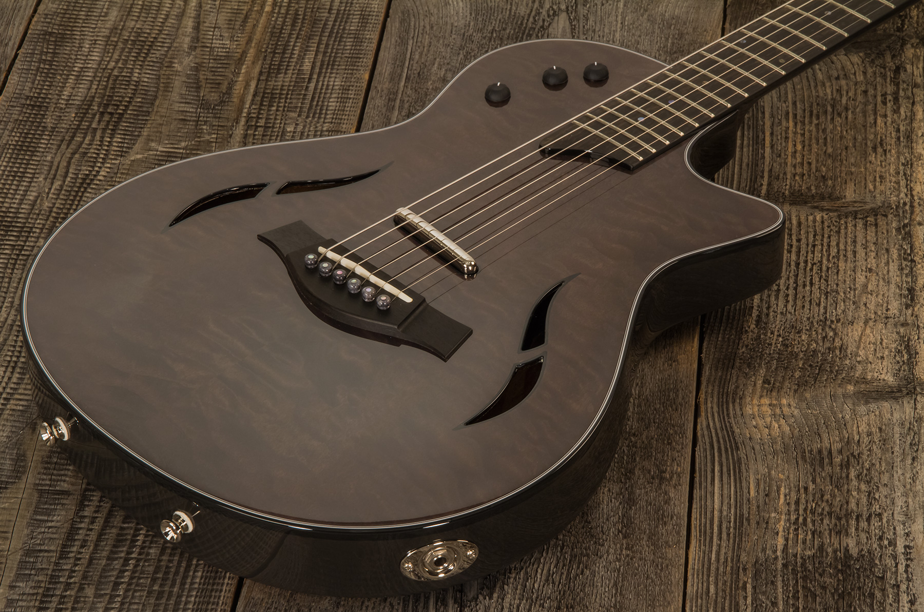Taylor T5z Ltd Cw Quilt Maple Top Sapele Eb - Shark Gray - Semi-hollow electric guitar - Variation 3