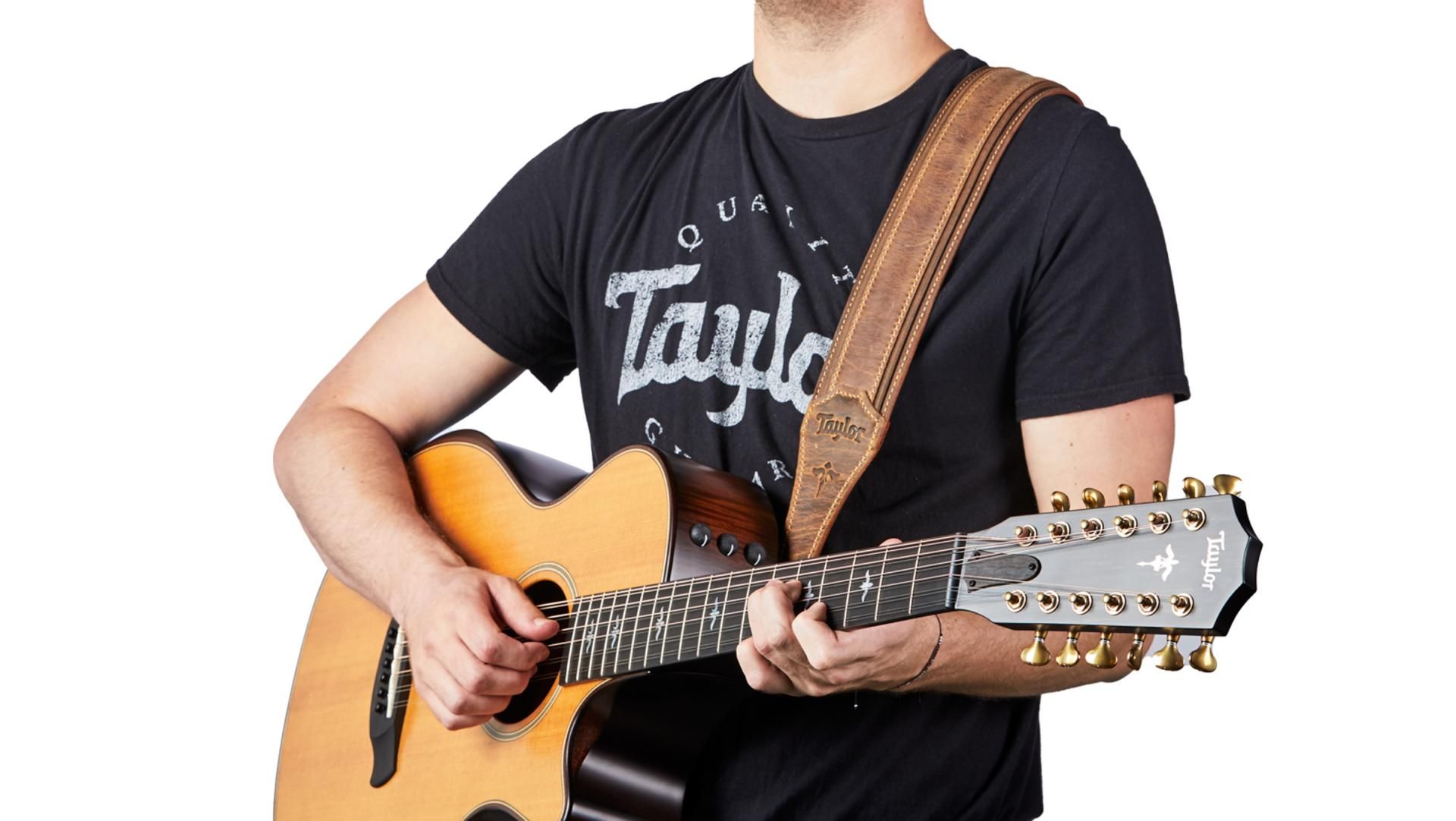 Taylor Wings Distressed Leather Guitar Strap 2.5-inc Dark Brown 4109-25 Cuir - Guitar strap - Variation 4