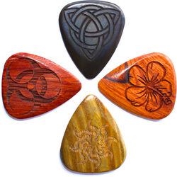 Guitar pick Timber tones 4 Wood Picks Pack - Laser