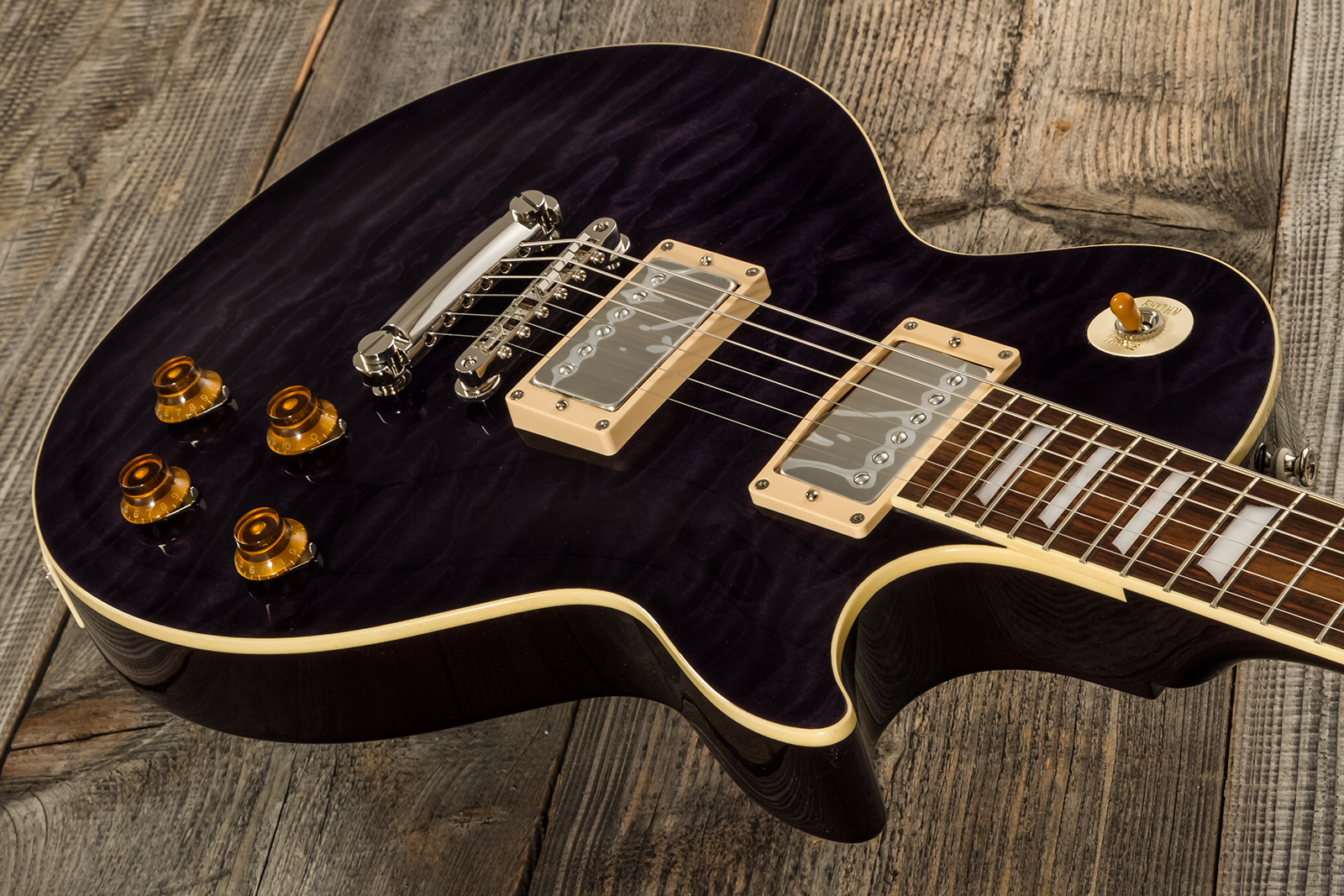 Tokai Love Rock Ls101q Jap 2h Ht Rw #2450033 - See Through Black - Single cut electric guitar - Variation 2