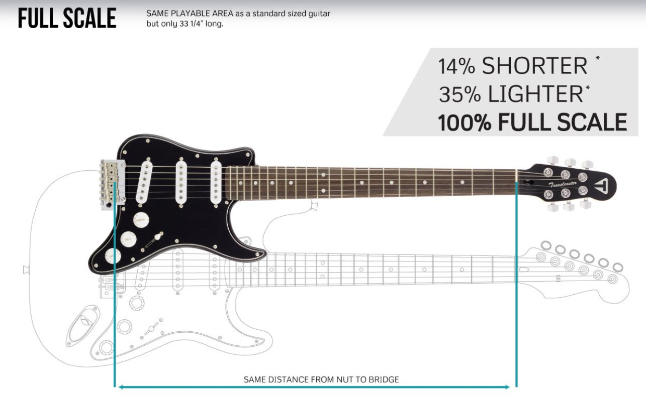 Traveler Guitar Travelcaster Deluxe Sss Trem Wal +housse - Black - Travel & mini electric guitar - Variation 4