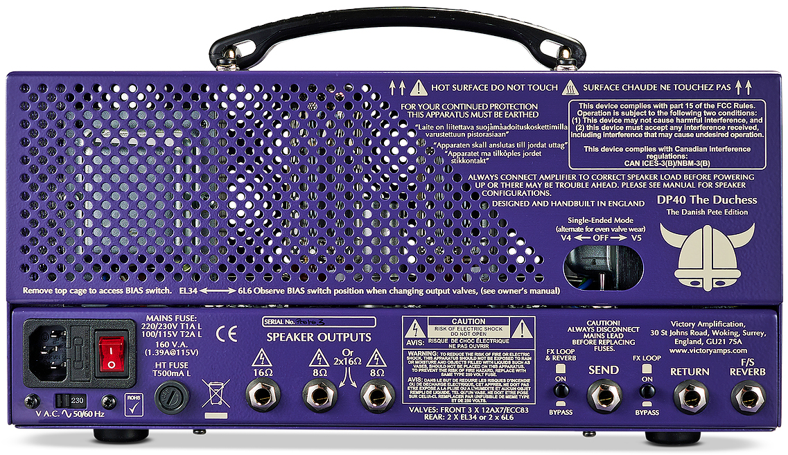 Victory Amplification Danish Pete Dp40 The Duchess Head 0,5/1,5/7/42w Purple - Electric guitar amp head - Variation 1