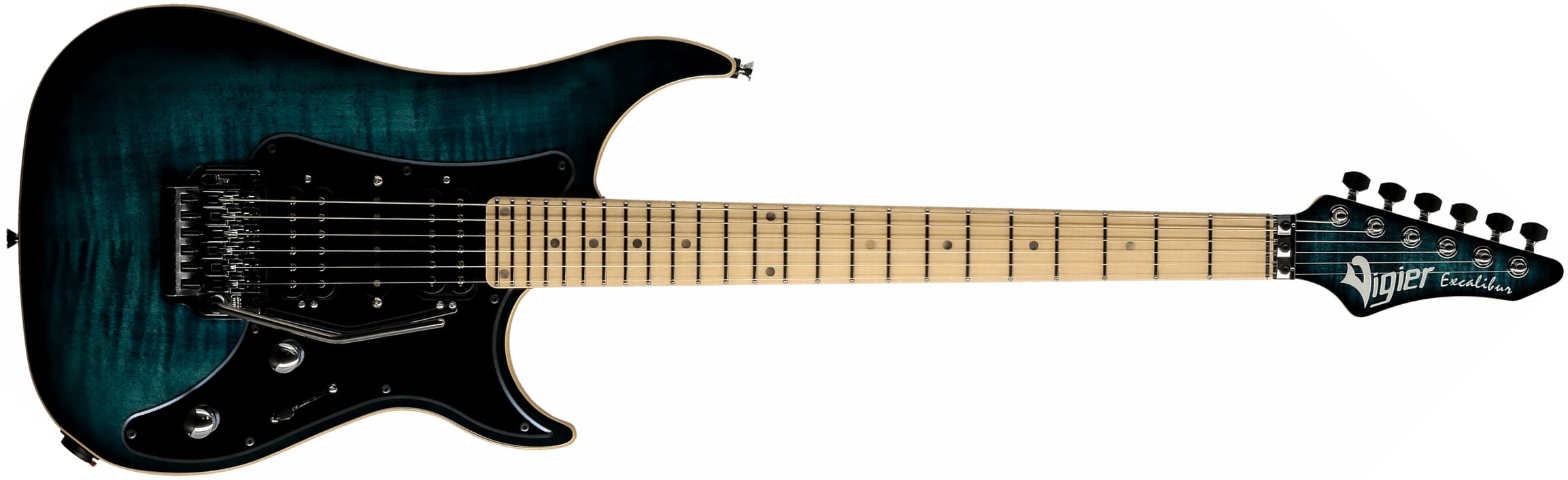 Vigier Excalibur Custom Hsh Fr Mn - Mysterious Blue - Str shape electric guitar - Main picture
