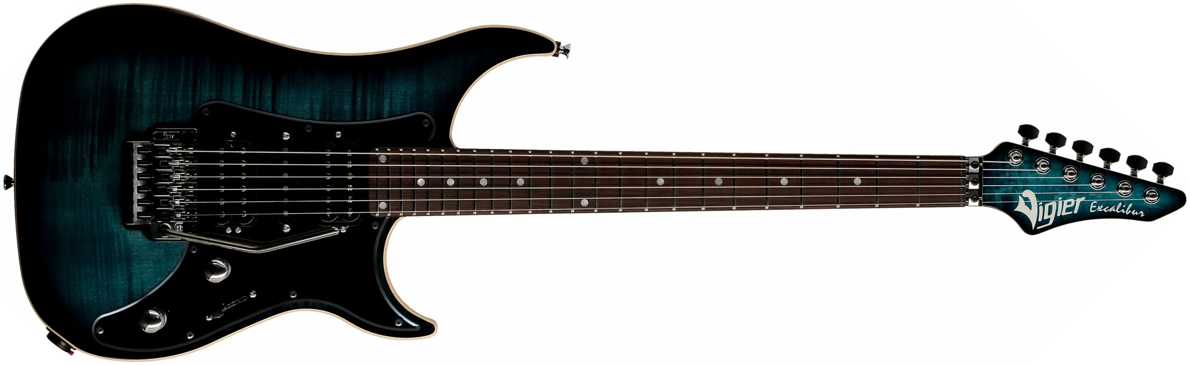 Vigier Excalibur Custom Hsh Fr Rw - Mysterious Blue - Str shape electric guitar - Main picture