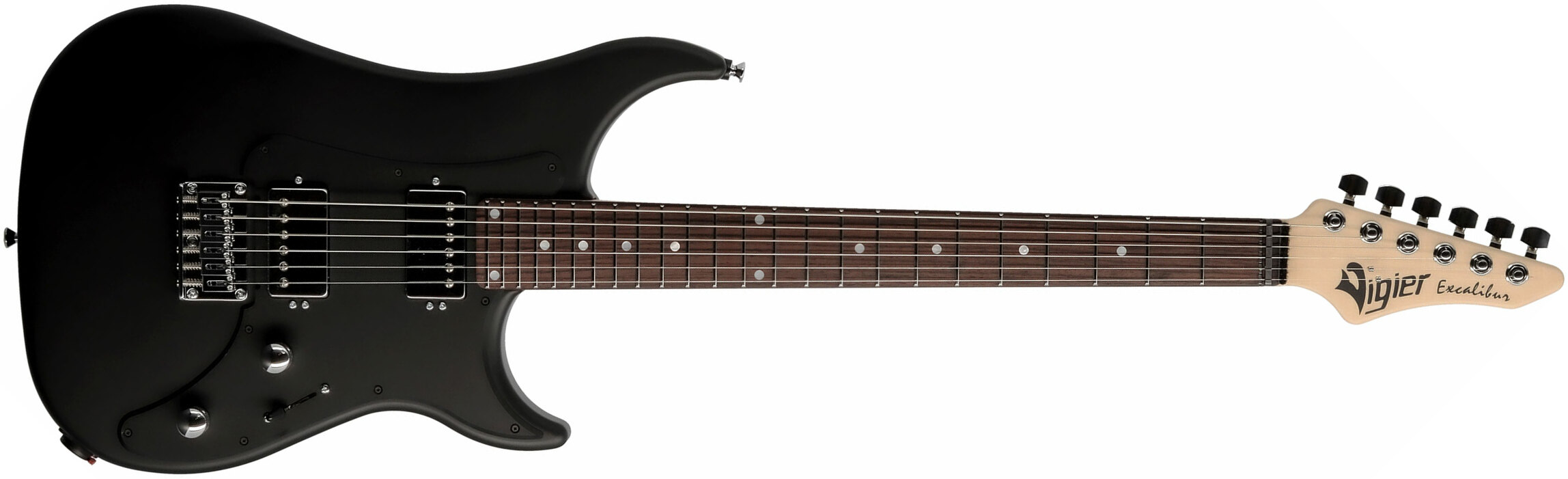 Vigier Excalibur Indus 2h Ht Rw - Black Matte - Double cut electric guitar - Main picture