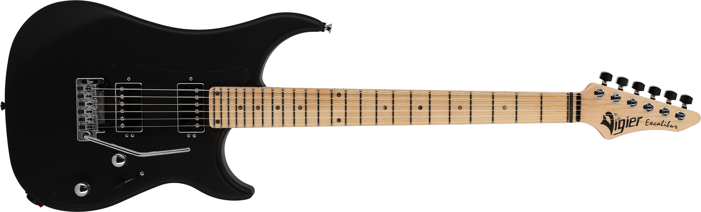 Vigier Excalibur Indus 2h Trem Mn - Black Matte - Double cut electric guitar - Main picture