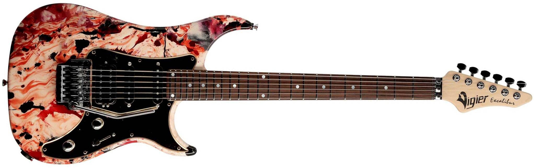 Vigier Excalibur Original Hss Fr Rw - Rock Art White/red/black - Str shape electric guitar - Main picture