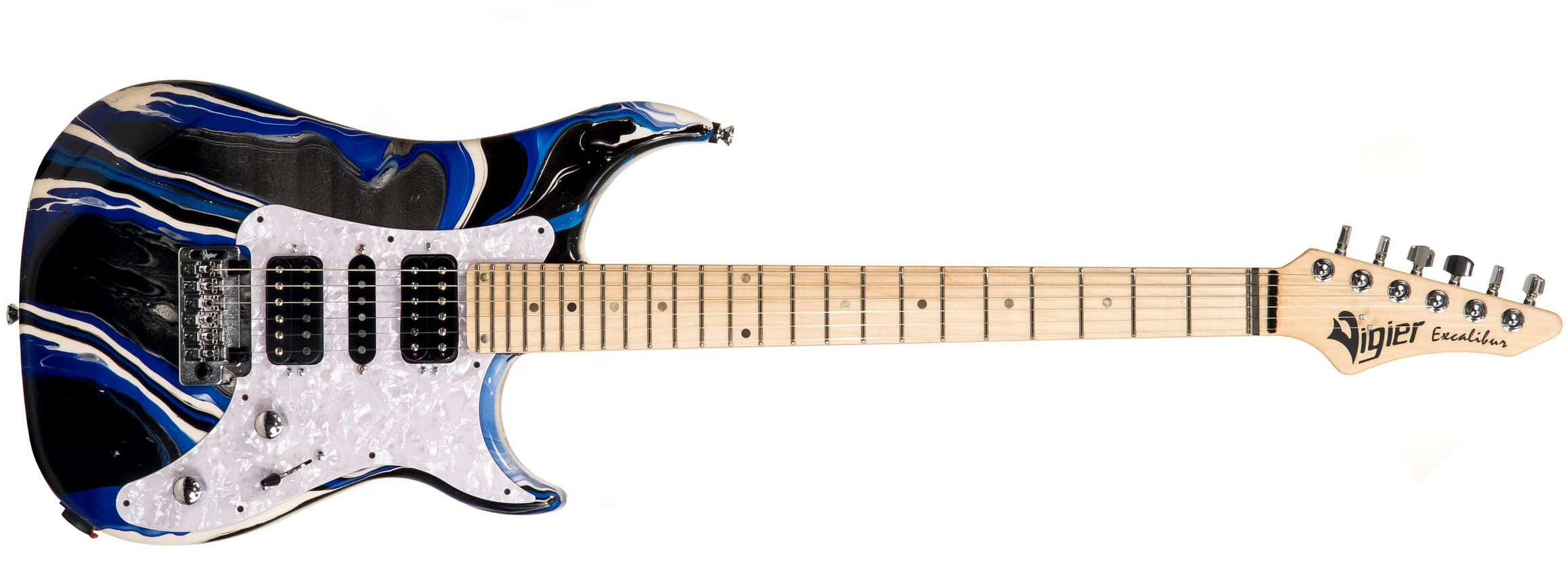 Vigier Excalibur Supraa Hsh Trem Mn - Rock Art Blue White Black - Double cut electric guitar - Main picture