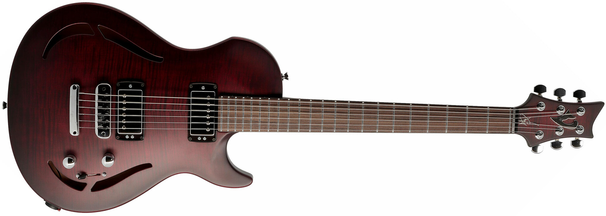 Vigier G.v. Wood Hollow 2h Ht Rw - Burgundy Fade Matte - Semi-hollow electric guitar - Main picture