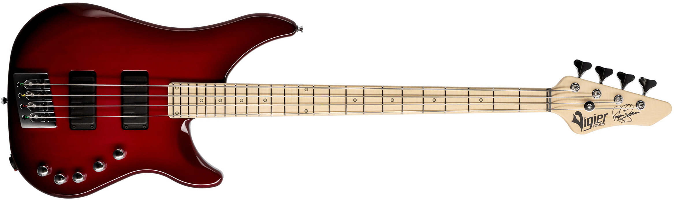 Vigier Roger Glover Excess Original Signature Active Mn - Clear Red - Solid body electric bass - Main picture