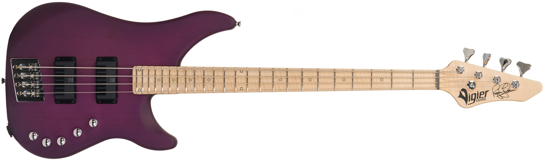Vigier Roger Glover Excess Original Signature Active Rw - Clear Purple - Solid body electric bass - Main picture
