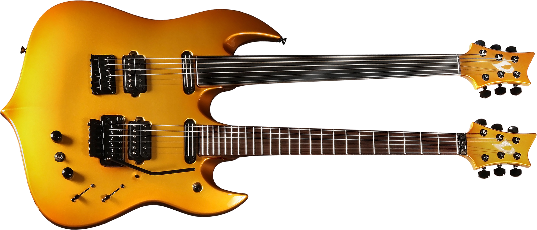 Vigier Ron Thal Double B Foot Signature Hsh Trem Rw/ime - Gold - Double neck guitar - Main picture