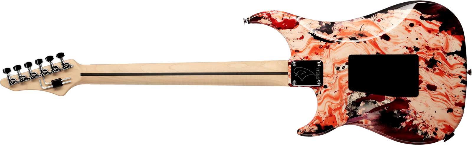 Vigier Excalibur Original Hss Fr Rw - Rock Art White/red/black - Str shape electric guitar - Variation 1