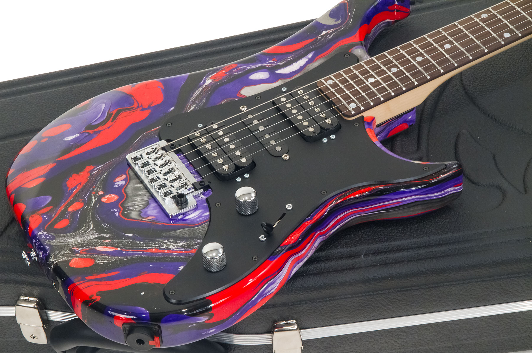 Vigier Excalibur Supraa Hsh Trem Rw - Rock Art Purple Red Black - Str shape electric guitar - Variation 1