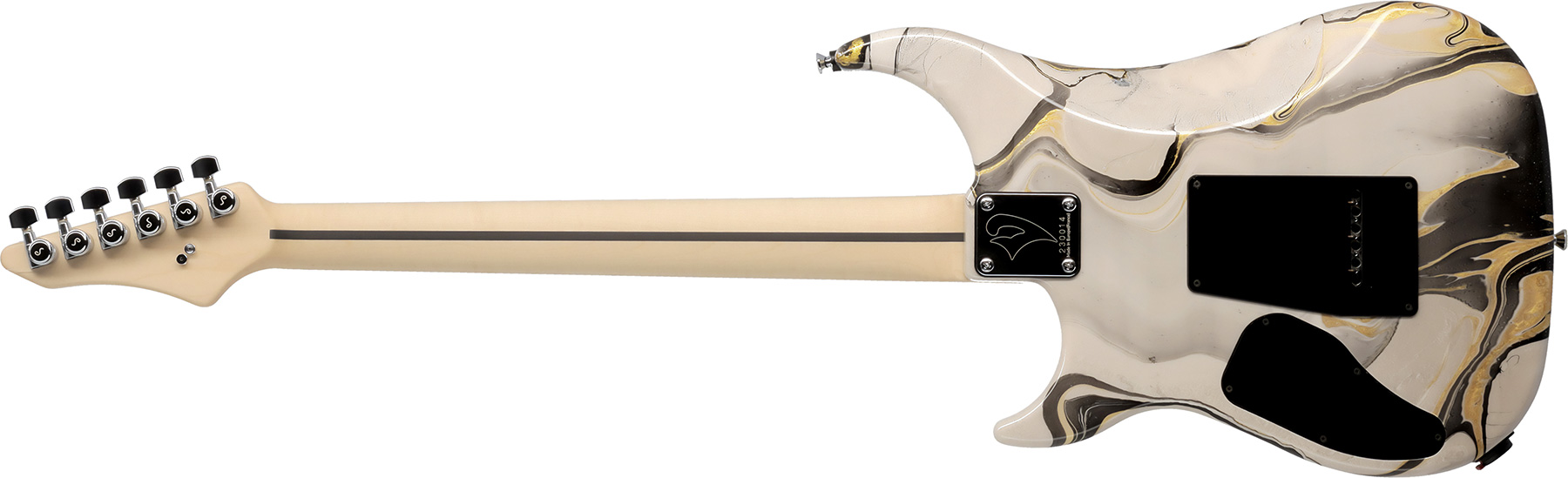 Vigier Excalibur Thirteen 2h Trem Mn - Rock Art Beige Black Yellow - Str shape electric guitar - Variation 1