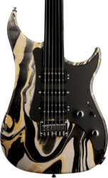 Str shape electric guitar Vigier                         Excalibur Surfreter Supra - Rock art yellow white black