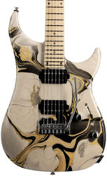 Str shape electric guitar Vigier                         Excalibur Thirteen (MN) - Rock art beige black yellow