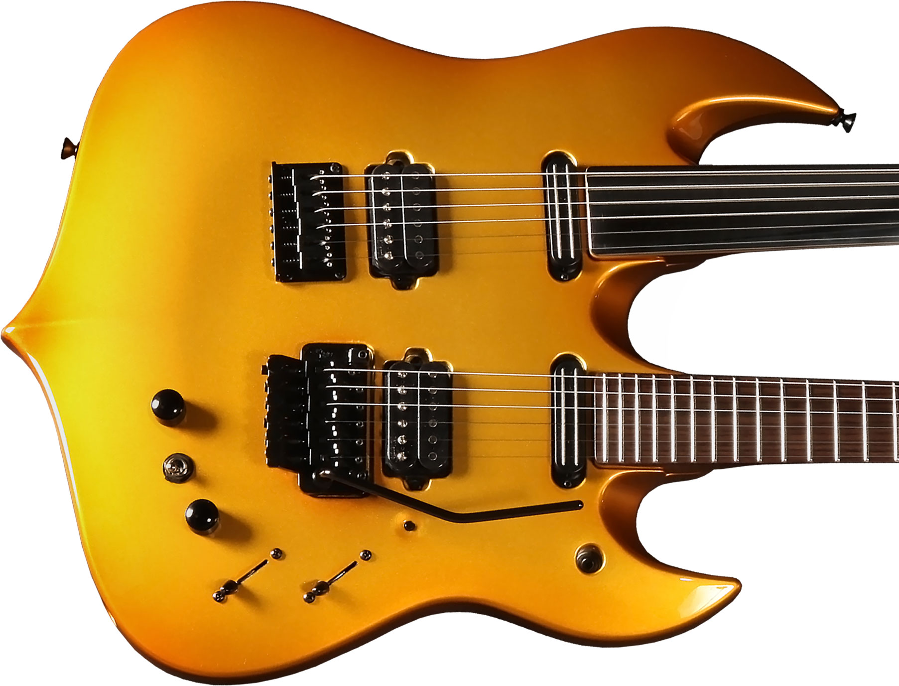 Vigier Ron Thal Double B Foot Signature Hsh Trem Rw/ime - Gold - Double neck guitar - Variation 1