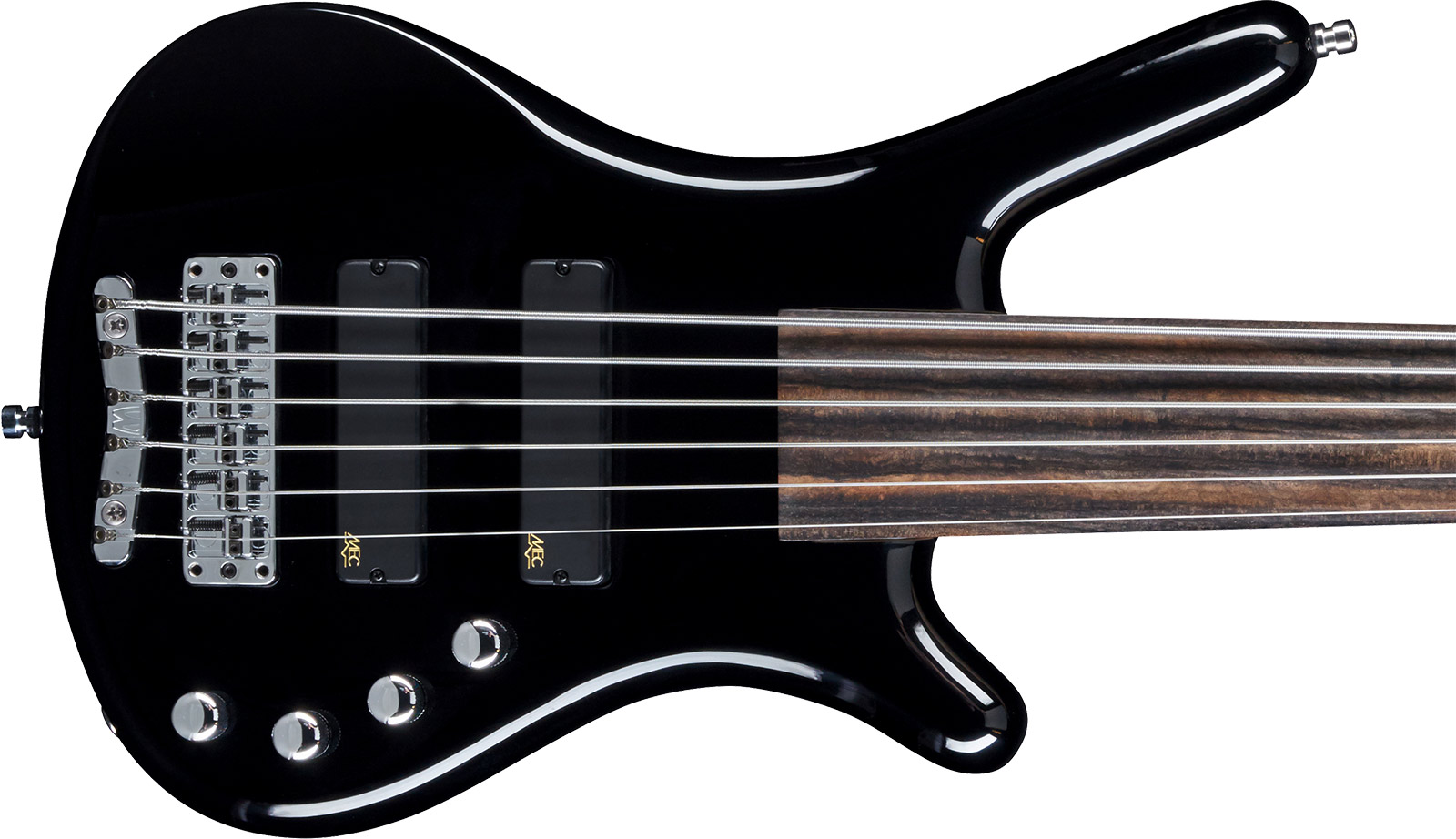 Warwick Corvette Basic Fretless 6c Rockbass Active Ebo - Solid Black - Solid body electric bass - Variation 1