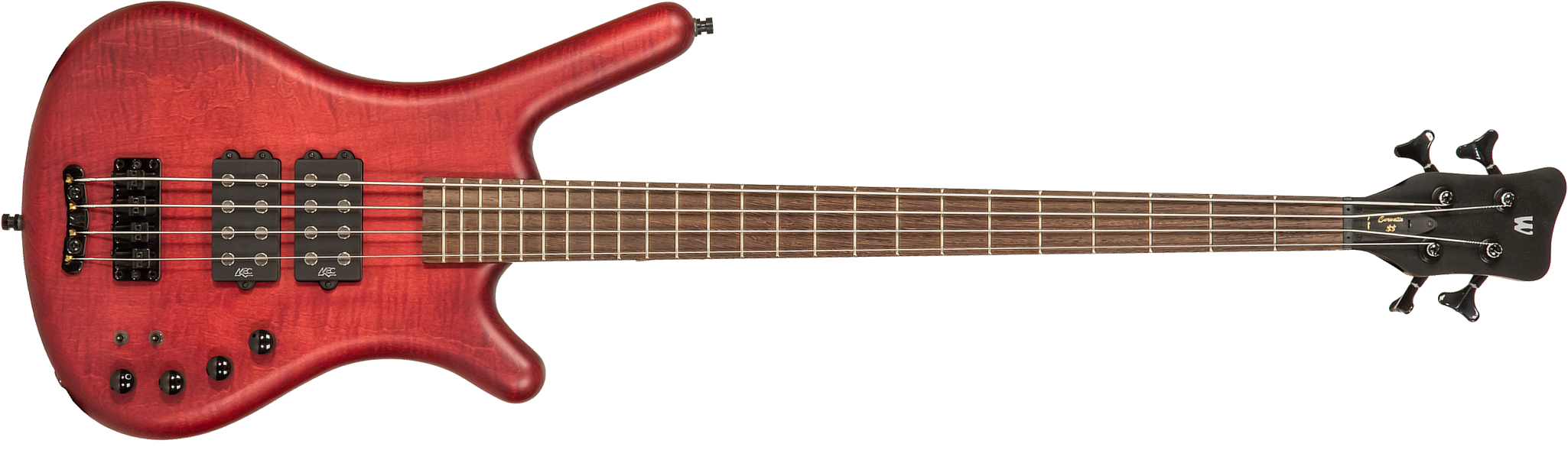 Warwick Corvette $$ 4c Pro Gps Maple Top Ltd All Active Wen - Burgundy Red Transparent Satin - Solid body electric bass - Main picture