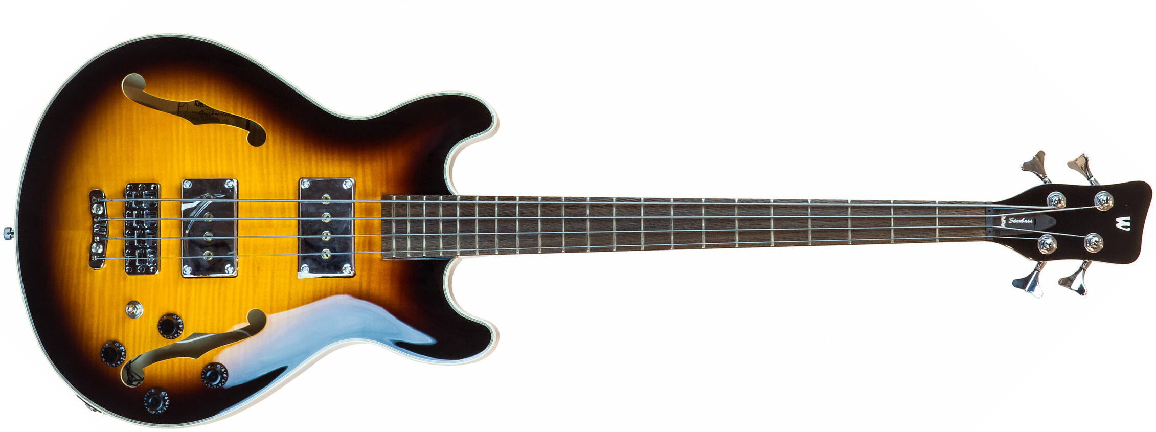 Rockbass Star Bass Set Neck Flame Maple +Bag - vintage sunburst Semi &  hollow-body electric bass Warwick