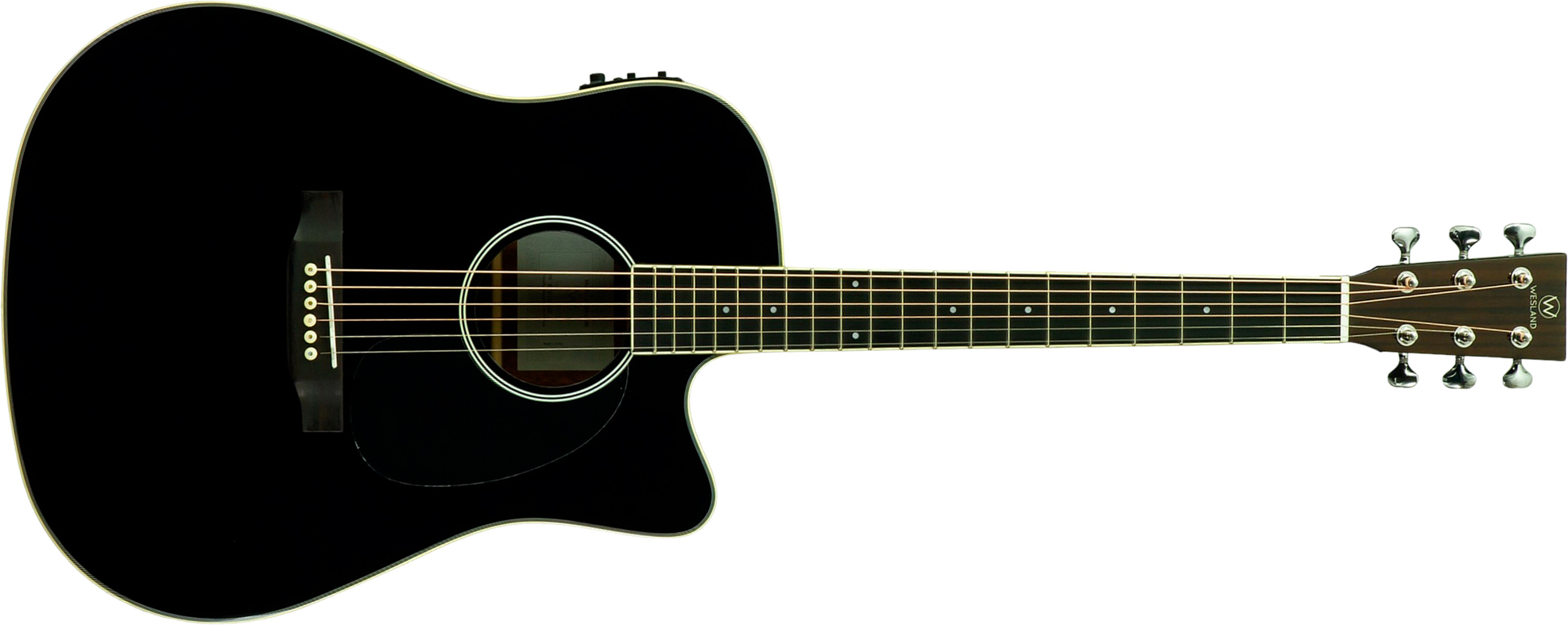 Wesland Dr300-ce-bk Dreadnought Cw Epicea Acajou Rw - Black - Folk guitar - Main picture