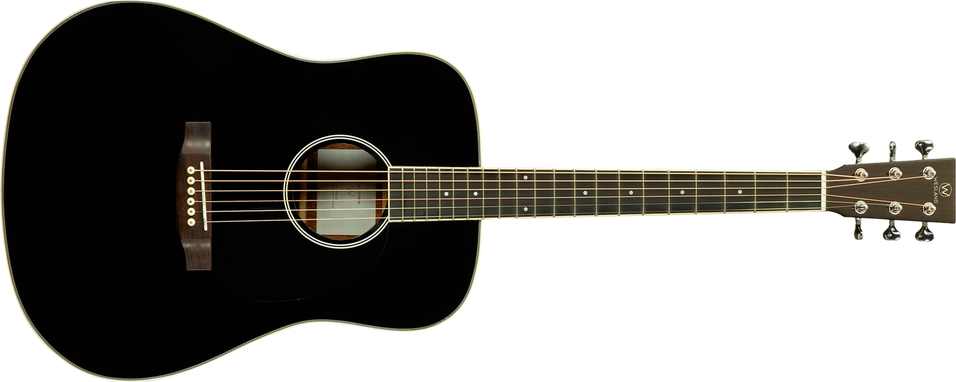 Wesland Dr300-ce-bk Dreadnought Epicea Acajou Rw - Black - Folk guitar - Main picture