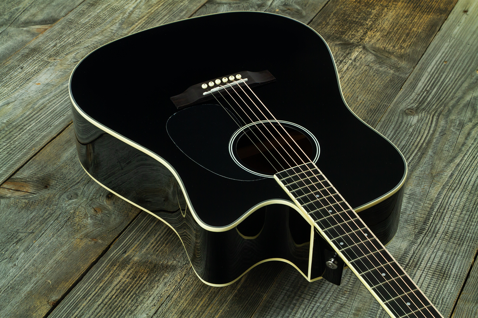 Wesland Dr300-ce-bk Dreadnought Cw Epicea Acajou Rw - Black - Folk guitar - Variation 2