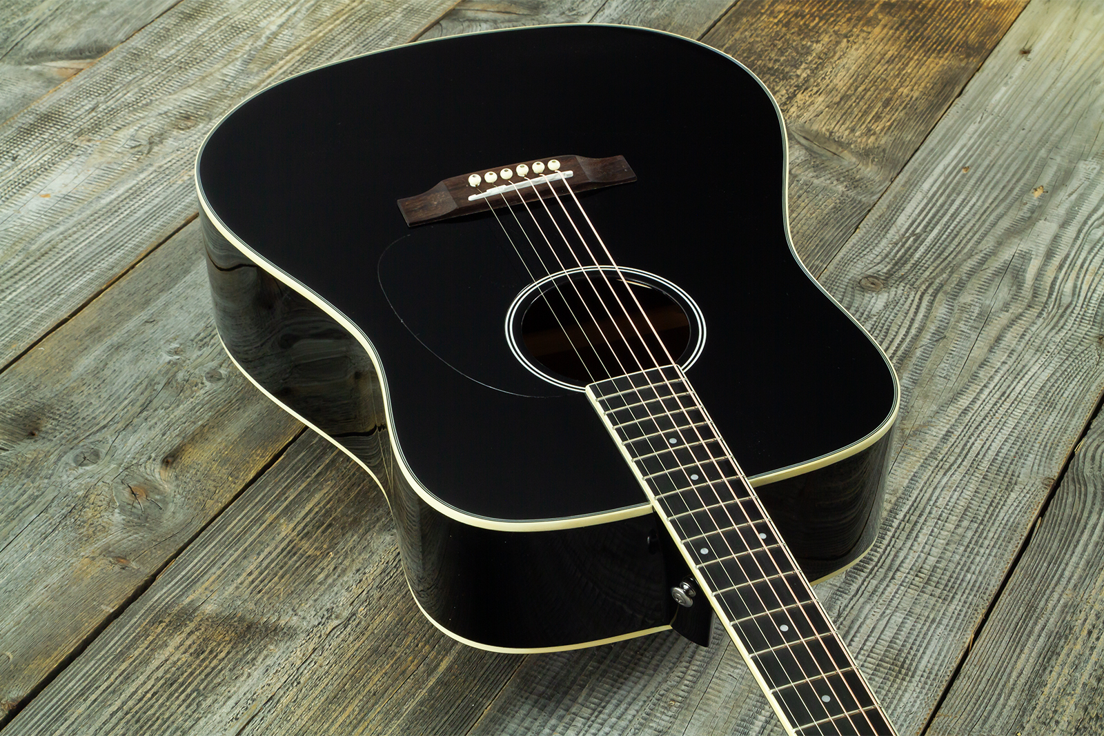 Wesland Dr300-ce-bk Dreadnought Epicea Acajou Rw - Black - Folk guitar - Variation 2