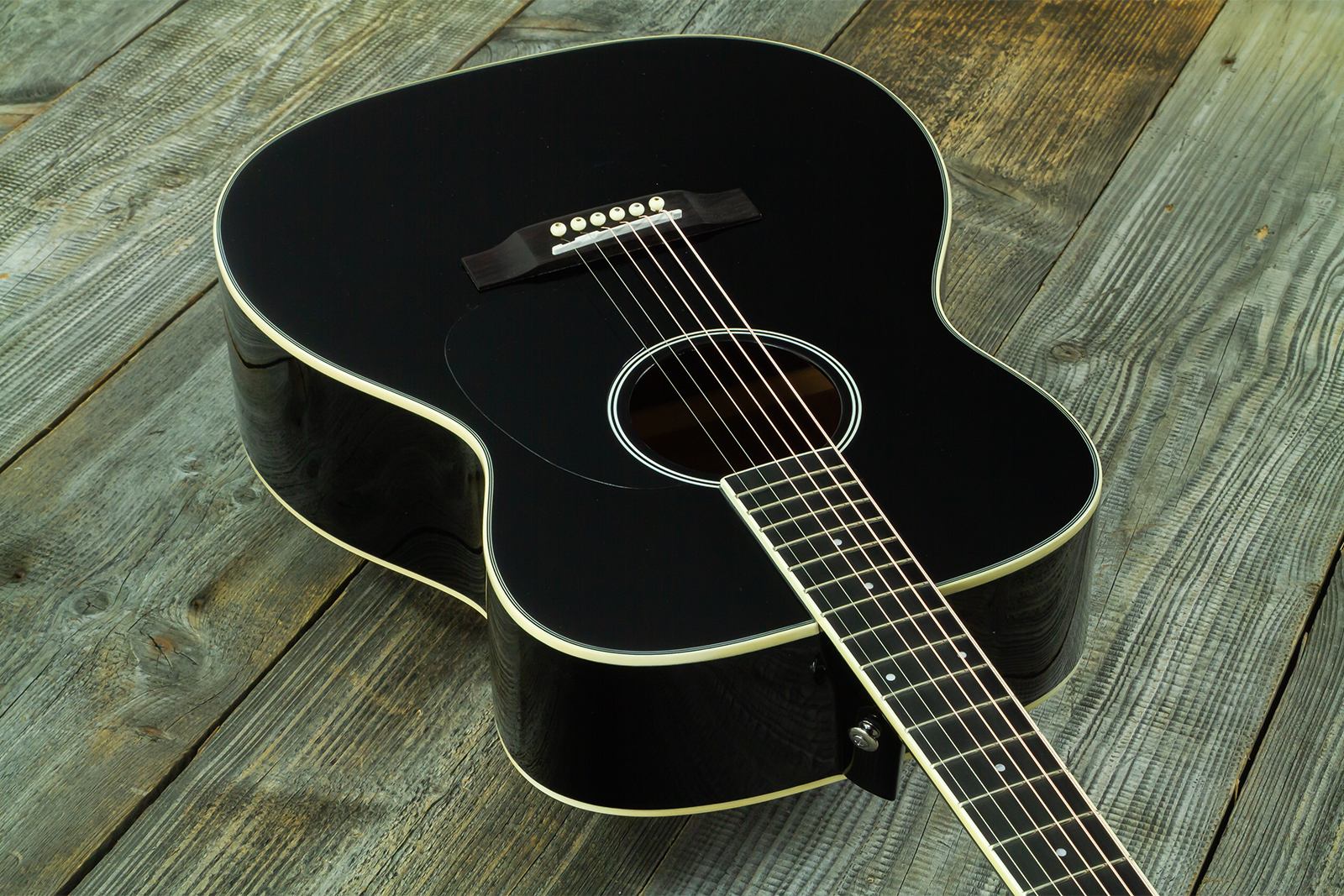 Wesland Om300-bk Om Epicea Acajou Rw - Black - Folk guitar - Variation 2