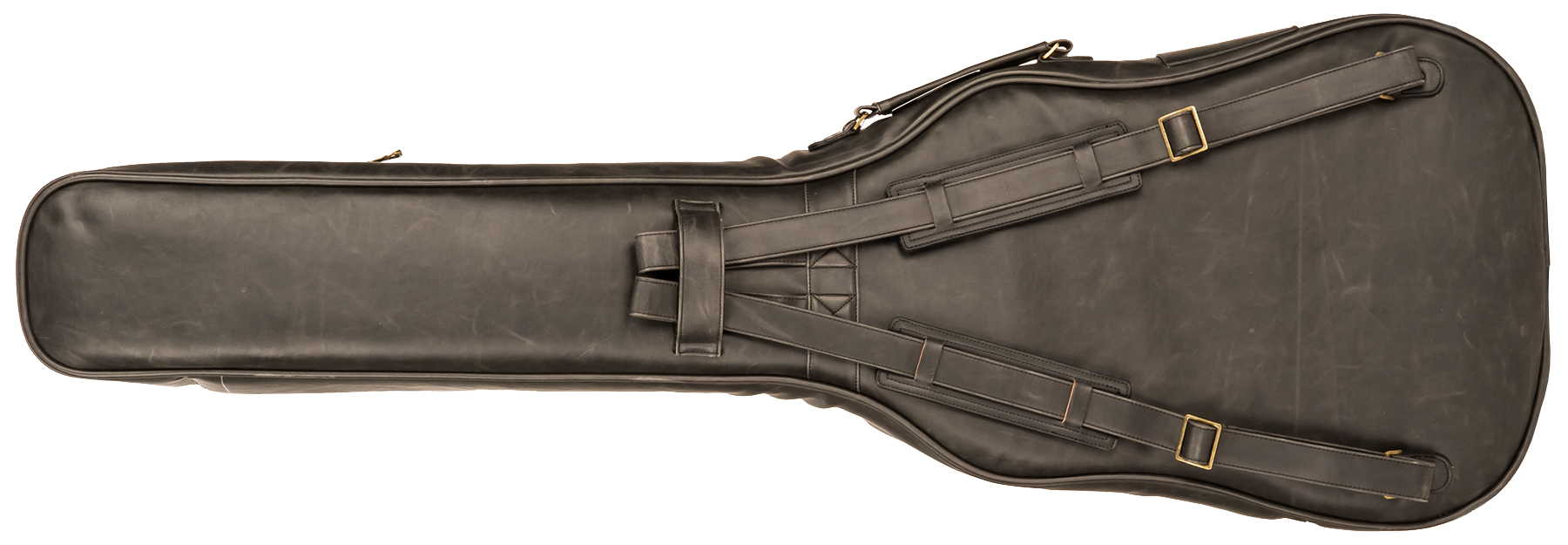 X-tone 2035 Bas-bk Deluxe Leather Electric Bass Bag Cuir Matt Black - Electric bass gig bag - Variation 1