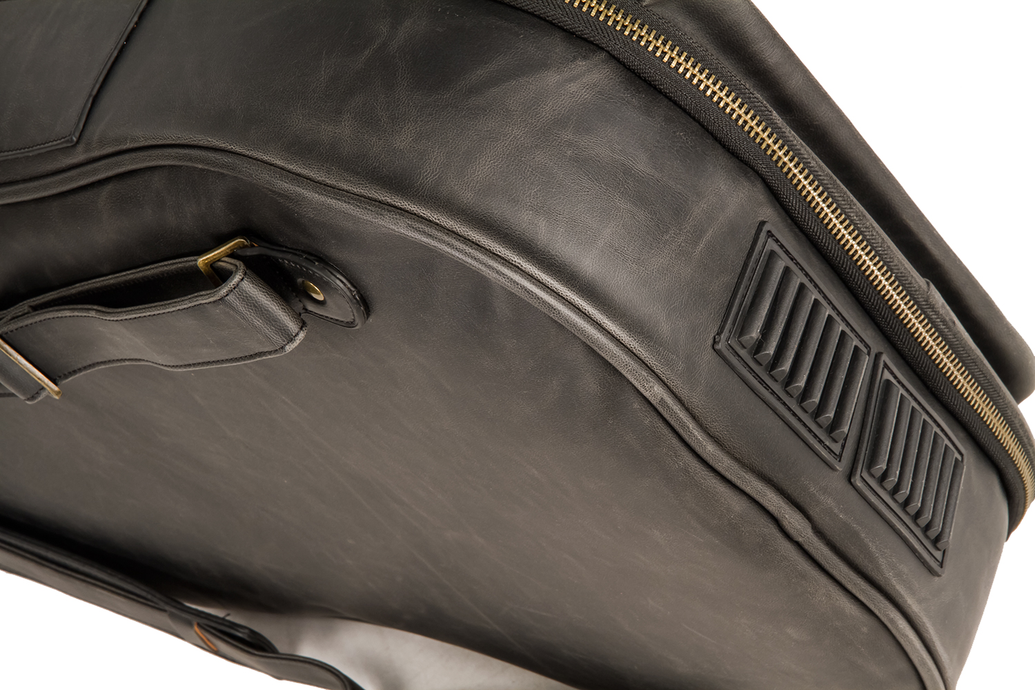 X-tone 2035 Bas-bk Deluxe Leather Electric Bass Bag Cuir Matt Black - Electric bass gig bag - Variation 4