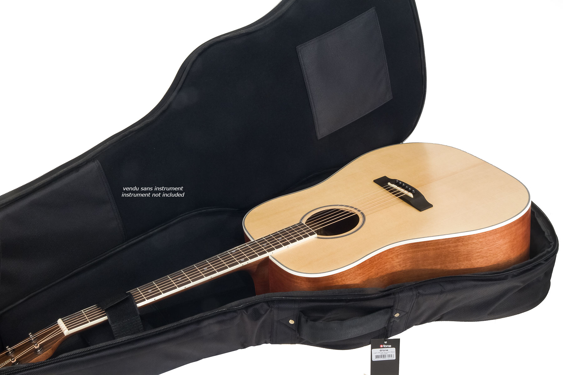 X-tone 2020 Fol-bk Light Deluxe Acoustic Dreadnought Guitar Bag Black (2080) - Acoustic guitar gig bag - Variation 5